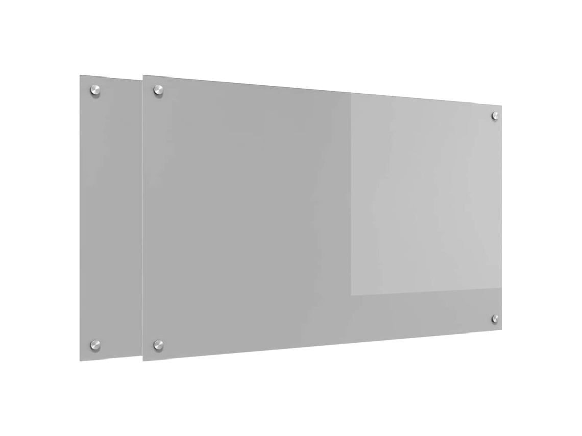 Conjunto 2 Backsplash De Vidro Temperado Para Cozinha Vidaxl Cinzento Claro Vidro Temperado