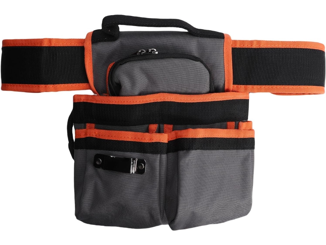Bolsa para ferramentas, bolsa de cinto para eletricista com clipe, tecido Oxford resistente com várias opções de compartimentos.