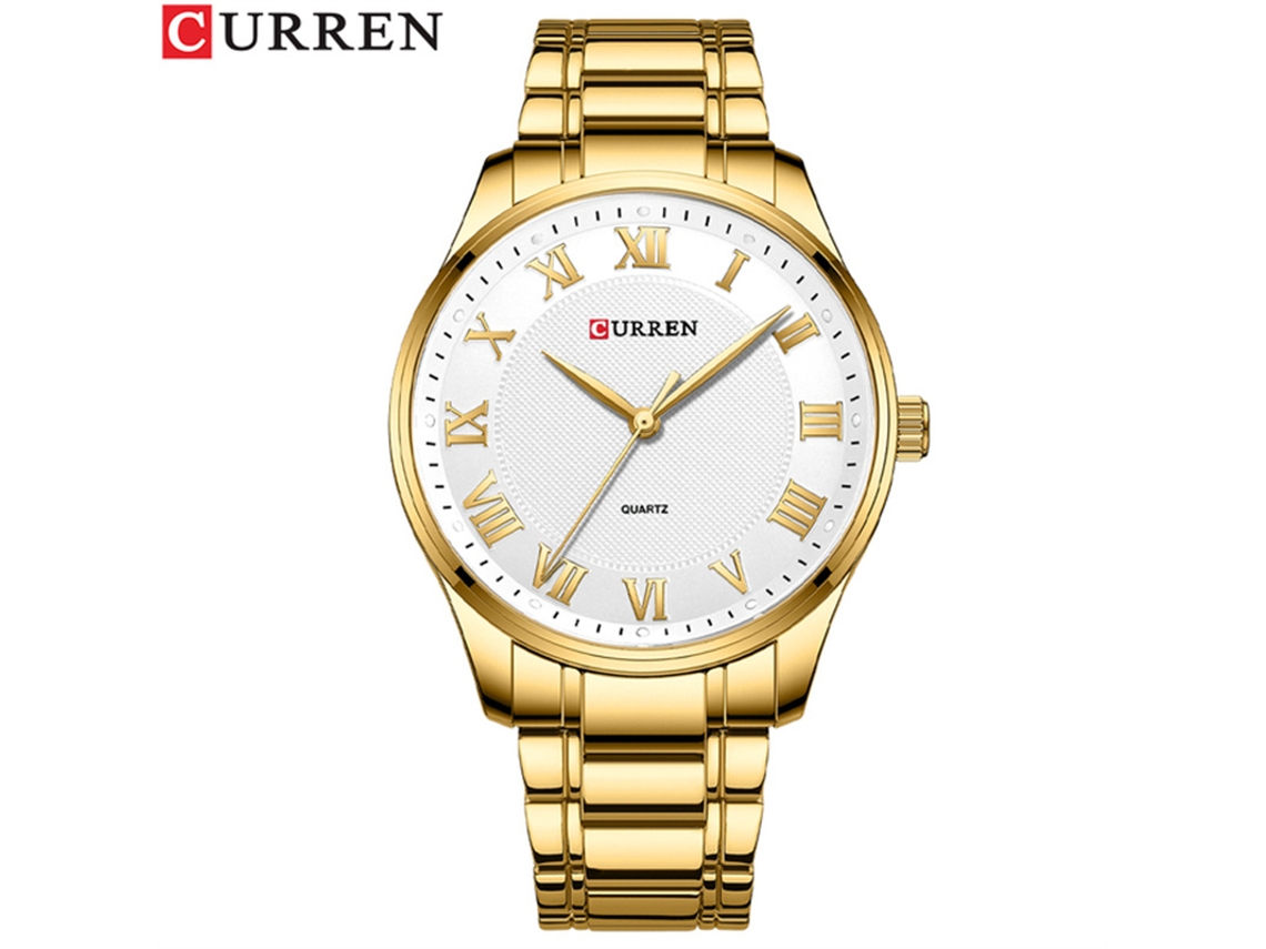Relógio de Quartzo Masculino , Relógio de Negócios Simples MDUG (dourado e Branco)