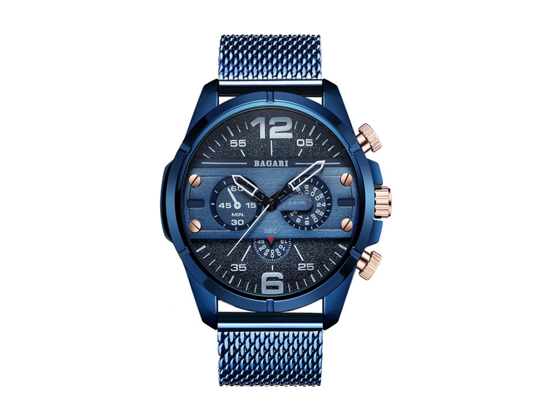 Relógio esportivo masculino, movimento de quartzo em metal, à prova d'água, pulseira ajustável, moderno