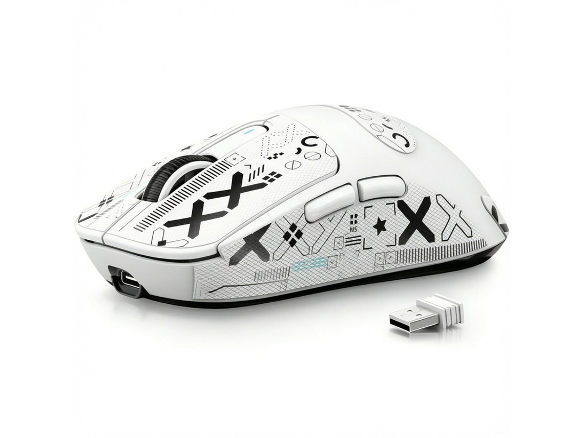 Rato Gaming Attack Shark X3 49g, Sensor Paw3395, Tripla Ligação Bt/2.4g/fio, Dpi 26000, Autonomia 200h, Compatível Win/xbox/ps/mac, Branco