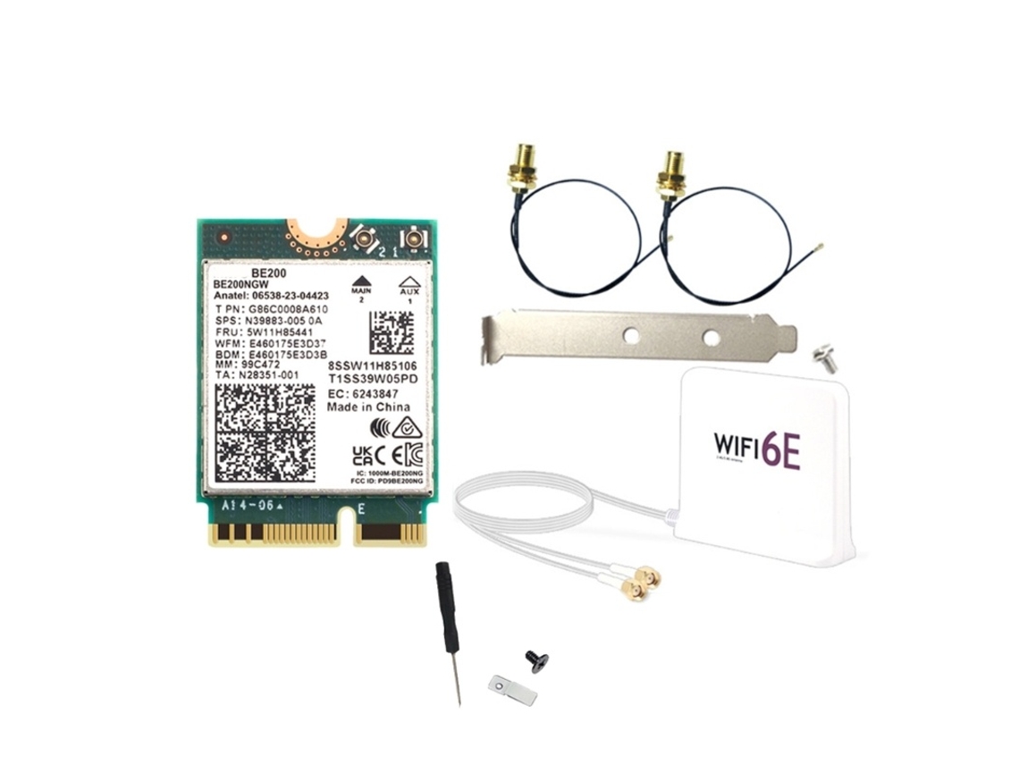 Lurelia Placa Wi-fi Be200 Be200ngw Wi-fi 7 574 Mbps 2400 Mbps 2,4 Ghz Tri Band 2,4/5/6 Ghz