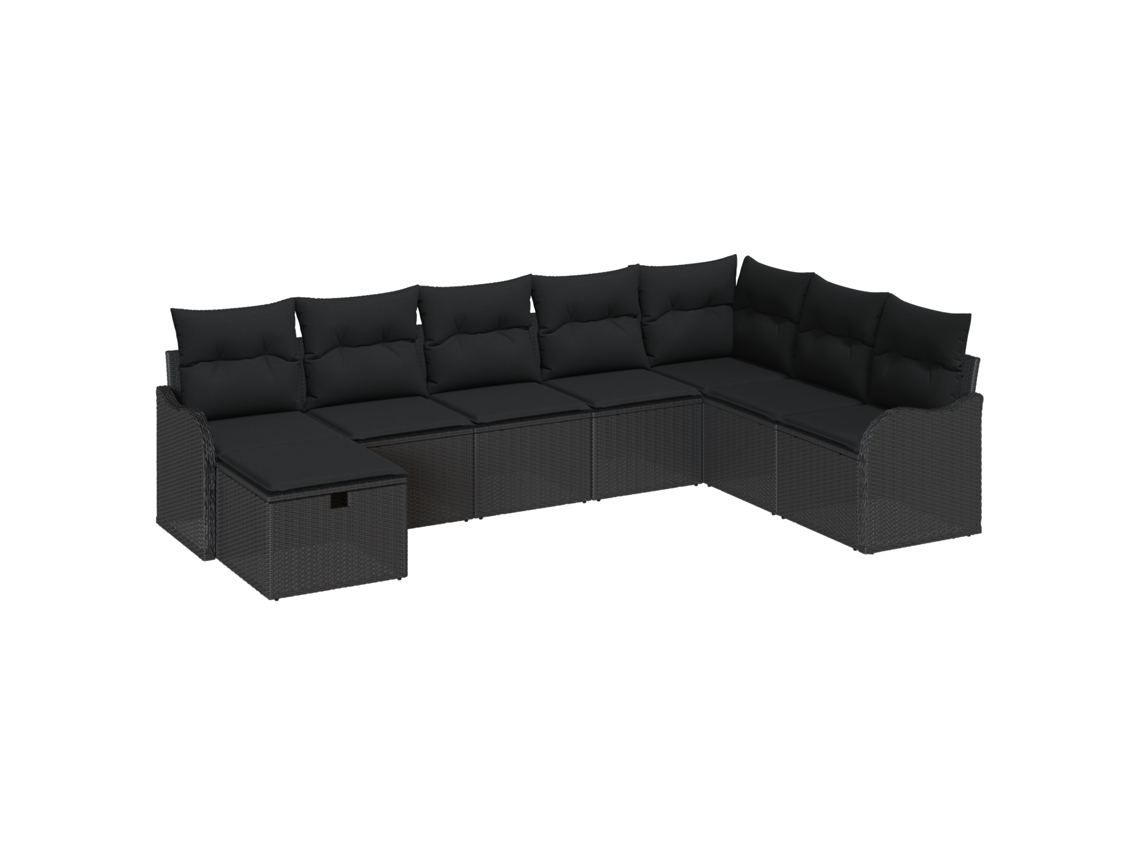 Conjunto 8 Conjunto De Móveis De Jardim Vidaxl Preto Vime Pe