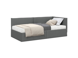SYFAX™ Estrutura de Cama de Canto com Colchão 2 Pcs Cinzeto Veludo