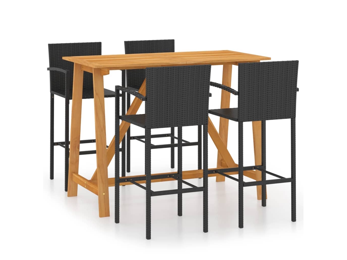 Maison Exclusive - 5 Pcs Conjunto De Bar Para Jardim Preto