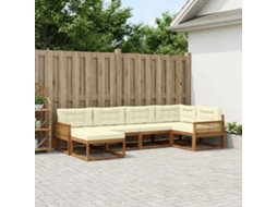 Vidaxl Conjunto De Sofás Para Exterior 6 Unid. Natural E Creme