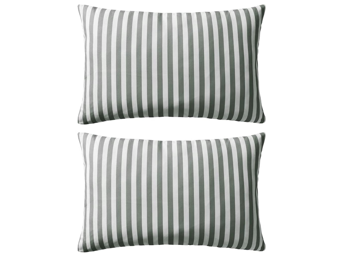 Vidaxl Almofadas Para Exterior 2 Pcs 60x40 Cm Riscas Cinzentas
