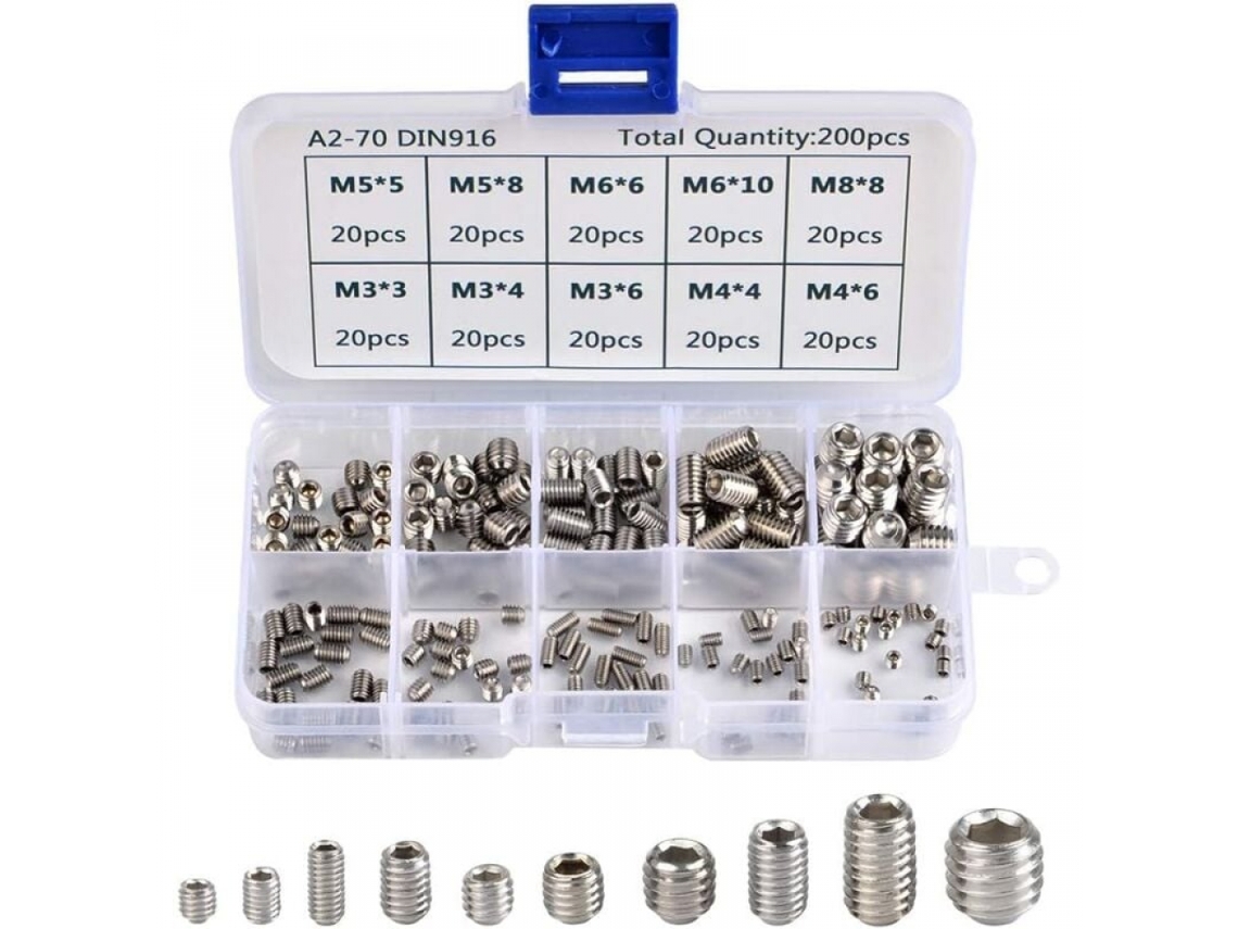 Conjunto De 200 Parafusos Allen Aço Inoxidável, Parafusos Sextavados, Métricos, Acessórios Metálicos Profissionais M3 M4 M5 M6 M8
