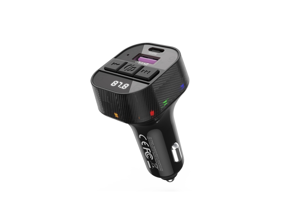 Transmissor Fm Bluetooth Veicular, Carga Rápida, 30w, Mp3, Preto