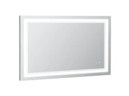 Espelho Casa de Banho Liga de Alumínio e Vidro Cor Prata 100x60cm Kleankin