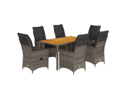 Maison Exclusive - 7 Pcs Conjunto De Jantar P/ Jardim C/ Almofadões Vime Pe Cinza