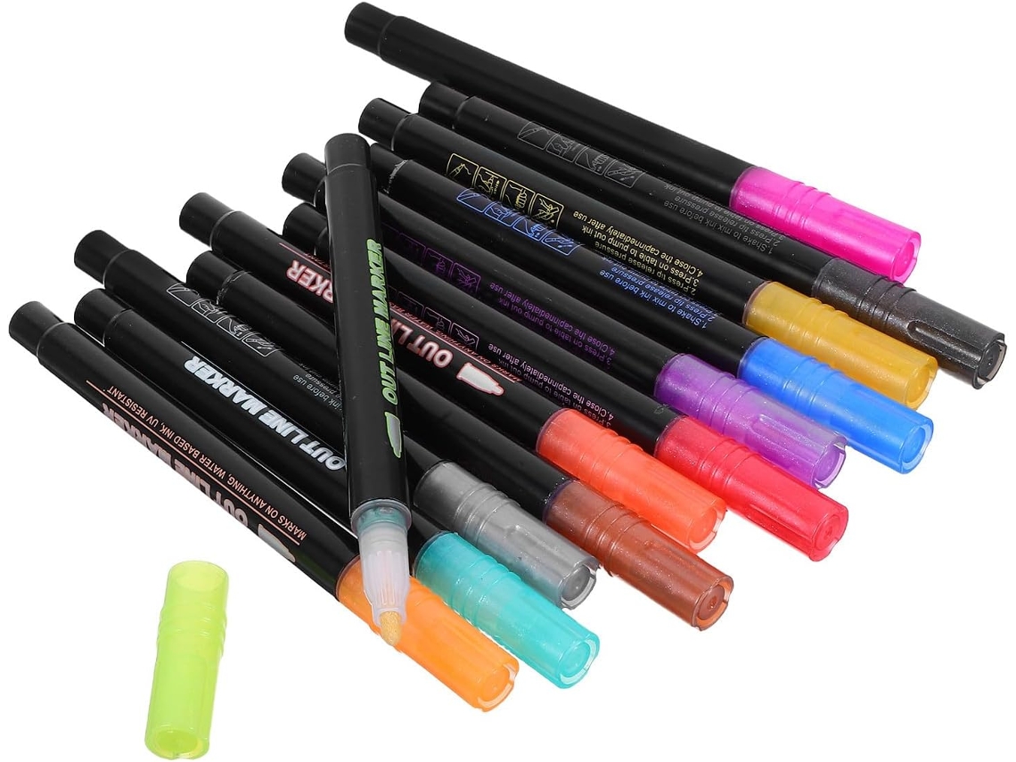 12 Caneta, 12 M, Conjunto de 12 Marcadores Prateados com Glitter CHABERLU