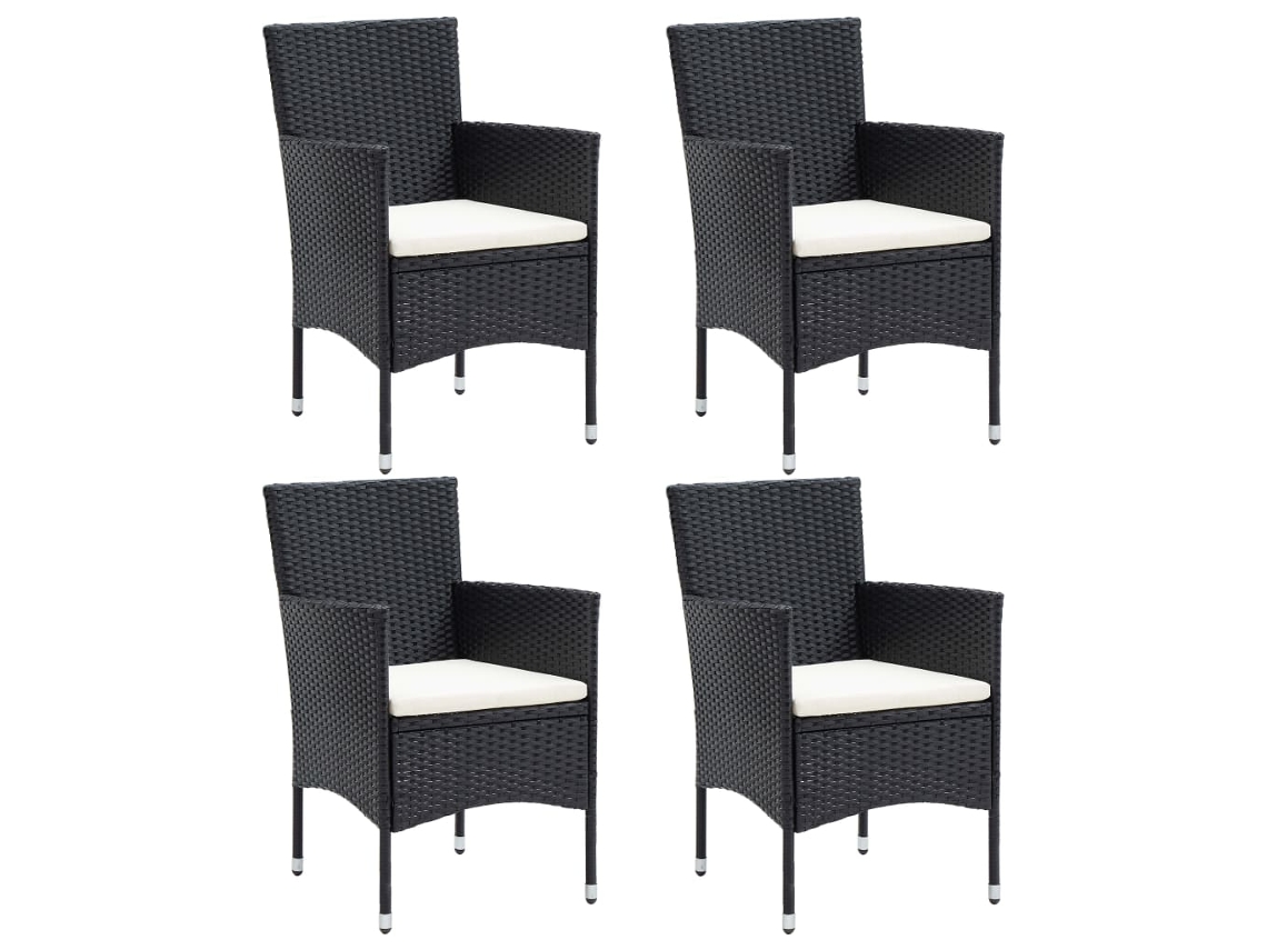 Cadeiras De Jantar Para Jardim 4 Pcs Vime Pe Preto Dkd Home Decor