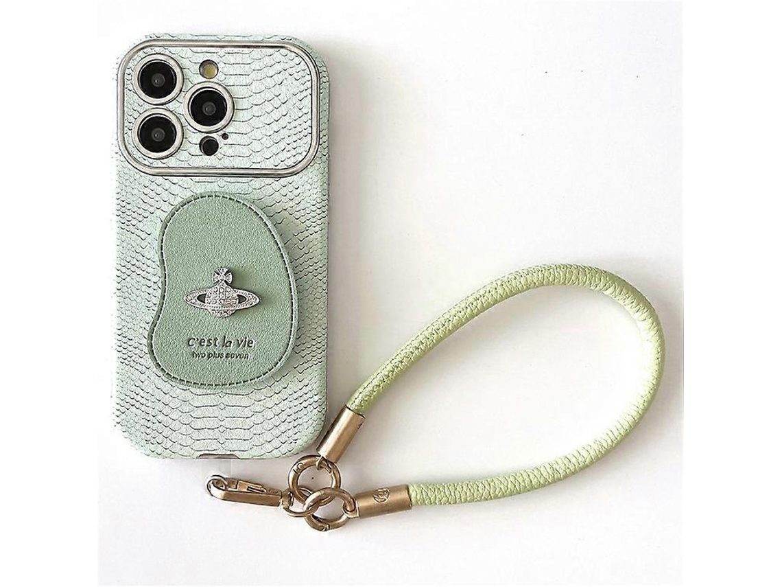 Capa Protetora Para Iphone 16 Pro Max Com Textura De Pele De Cobra, Pc Suporte De Pu, Com Cordão