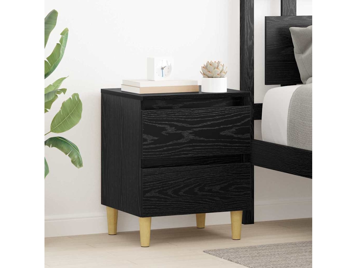 Vidaxl Armário De Cama Carvalho Preto 40 X 35 X 50 Cm