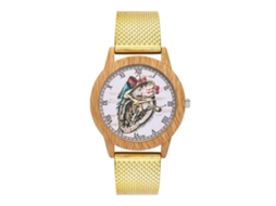 Reloj De Cuarzo Con Correa De Silicona Dial Grande Numerales Romanos Unisex Oro