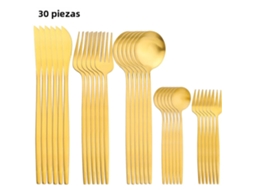 Conjunto De Talheres De Aço Inoxidável (dourado) Com 30 Peças, Incluindo Faca De Frutas, Colher, Garfo E Guardanapo De Cozinha.
