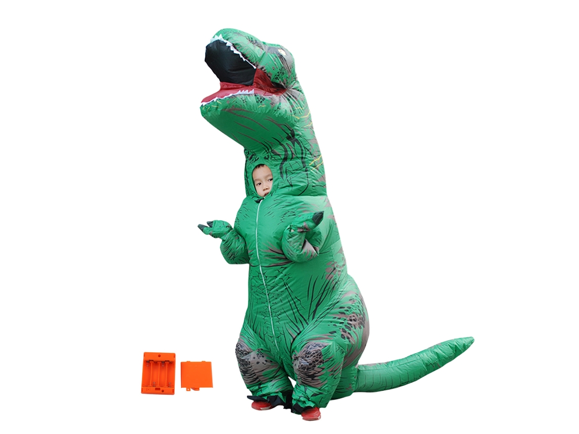 Fantasia Inflável Dinossauro T Rex para Halloween Cosplay Natal Crianças 120 140cm Verde