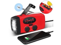 Rádio De Manivela Com Células Solares, Lanterna Led E Bateria Externa De 2000mah Sos Sunmatic, Am/fm