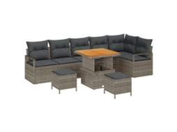Conjunto 9 Conjunto De Sofá De Jardim Vidaxl Cinzento Vime Pe (287 X 122 X 85 Cm)