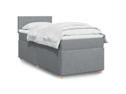 Vidaxl Cama Com Molas/colchão 90x200 Cm Tecido Cinza-claro