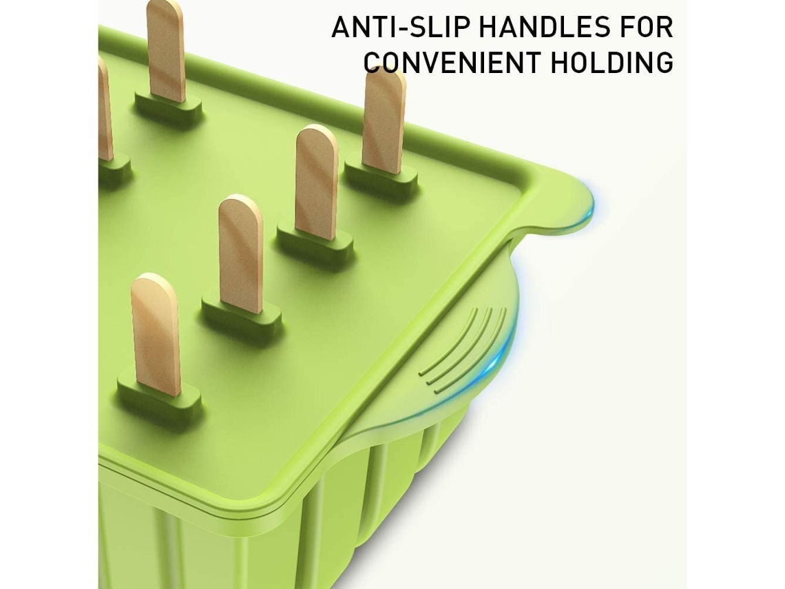 Formas De Picolé De Silicone Reutilizáveis Sem Bpa Com 50 Palitos De Madeira Zeuxo (verde)
