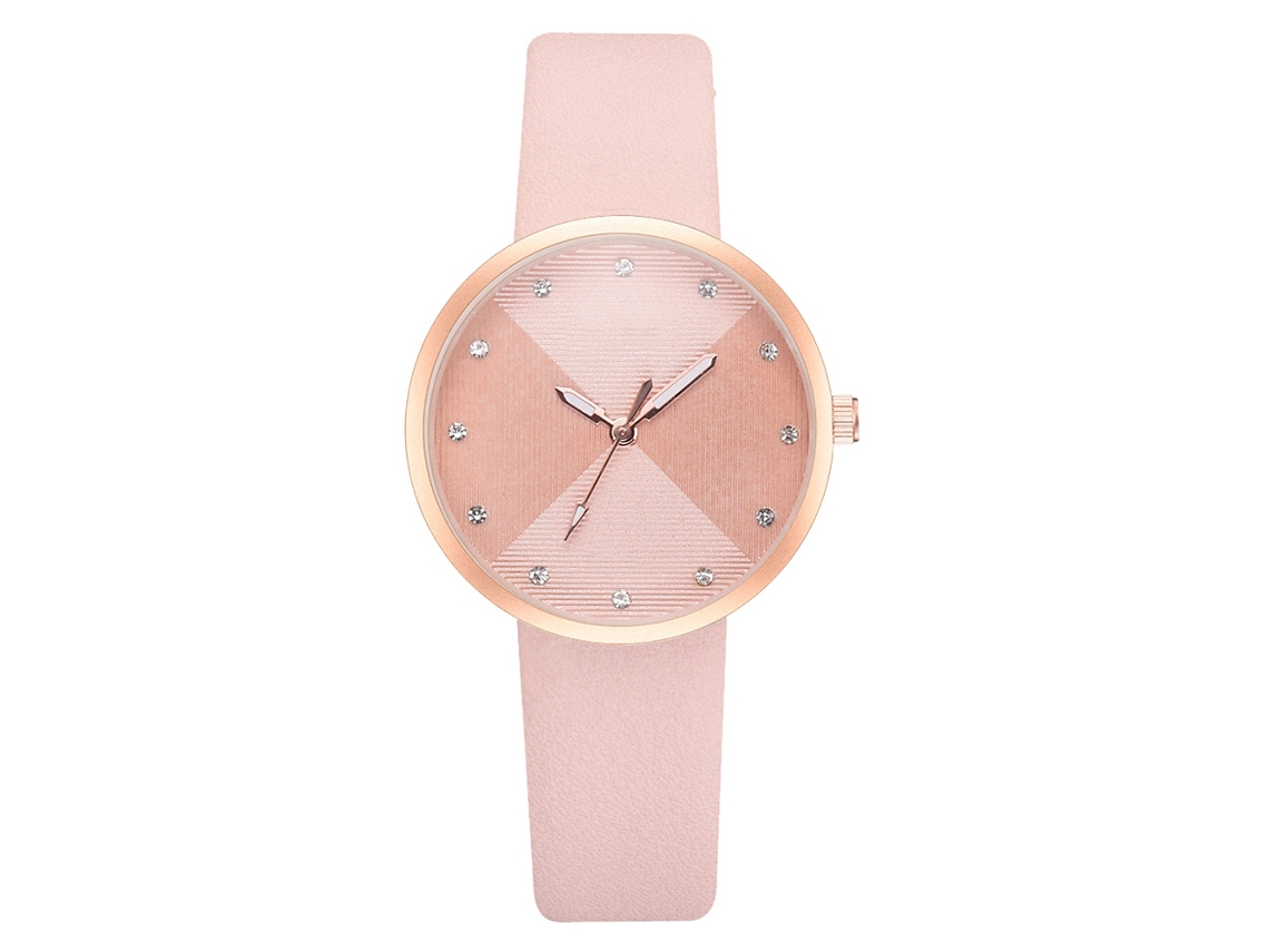 Relógio de Pulso Feminino Fashion Analógico de Quartzo com Mostrador Redondo Rosa