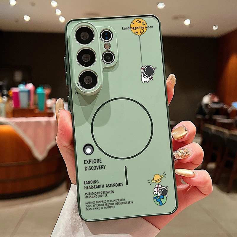 (verde) Capa Magnética Para Celular Galaxy A54 Mini Astronauta