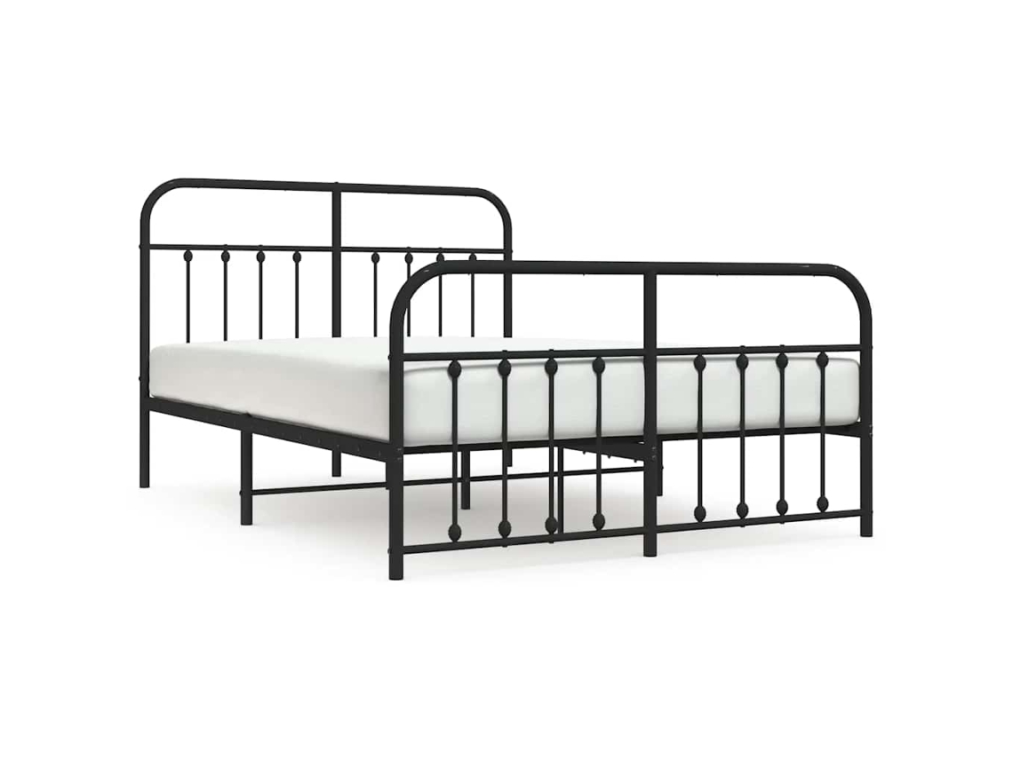 Bed Frame, Bed Frames Vidaxl Preto Aço (135 X 190 Cm)