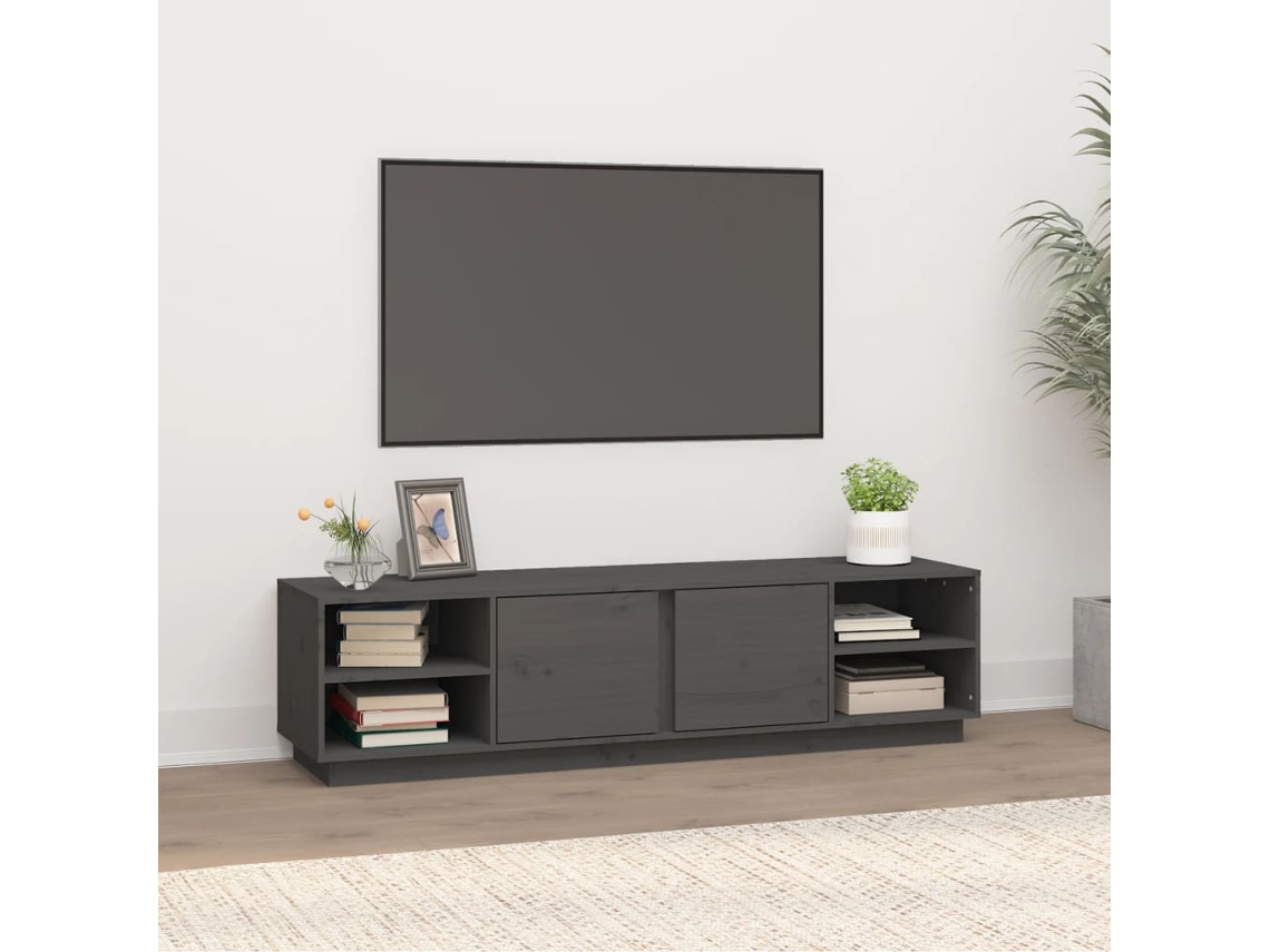 Vidaxl Móvel De Tv 156x40x40 Cm Madeira De Pinho Maciça Cinzento