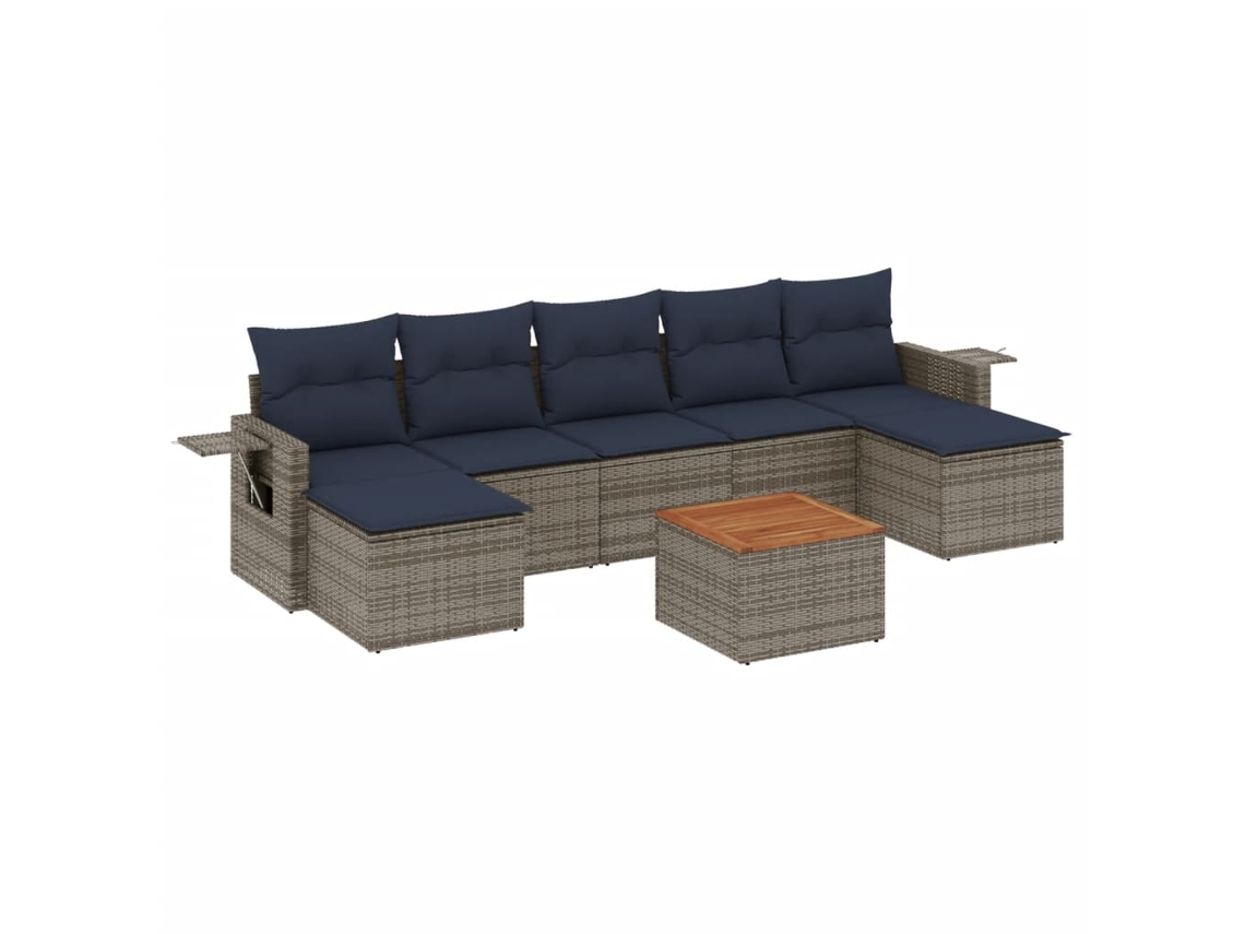 Conjunto de Sofá de Jardim, 8 Peças, Almofadas, Rattan Cinza MAISON EXCLUSIVE