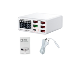 Carregador de Mesa EOOCOO (exibição Digital Inteligente de 6 Portas, Tensão Amplamente 110 240v)