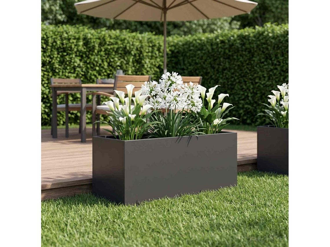 Vidaxl Vaso De Jardim Preto 80 X 40 X 40 Cm Aço Laminado A Frio