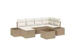 Conjunto 6 Conjunto De Sofá De Jardim Vidaxl Bege Vime Pe (264 X 62 X 85 Cm)