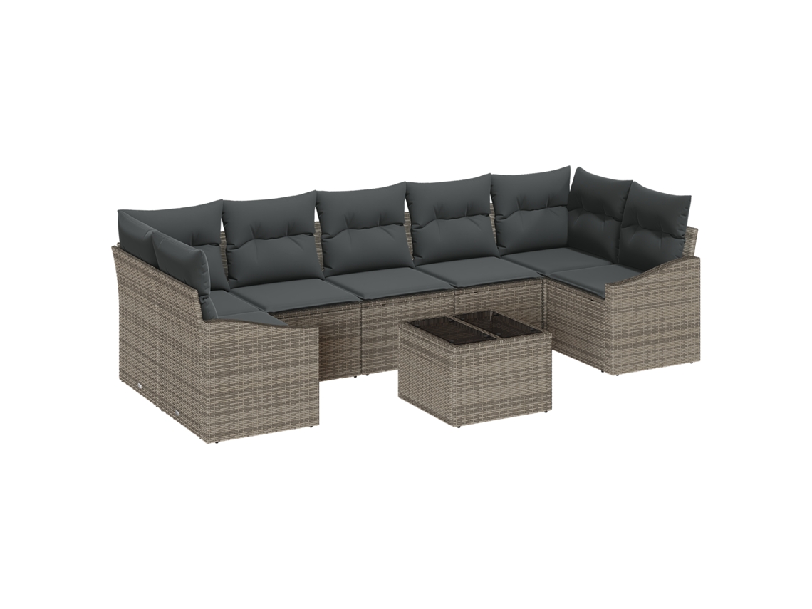 Conjunto 8 Móveis De Jardim Vidaxl Cinzento Vime Pe (289 X 123,5 X 85 Cm)