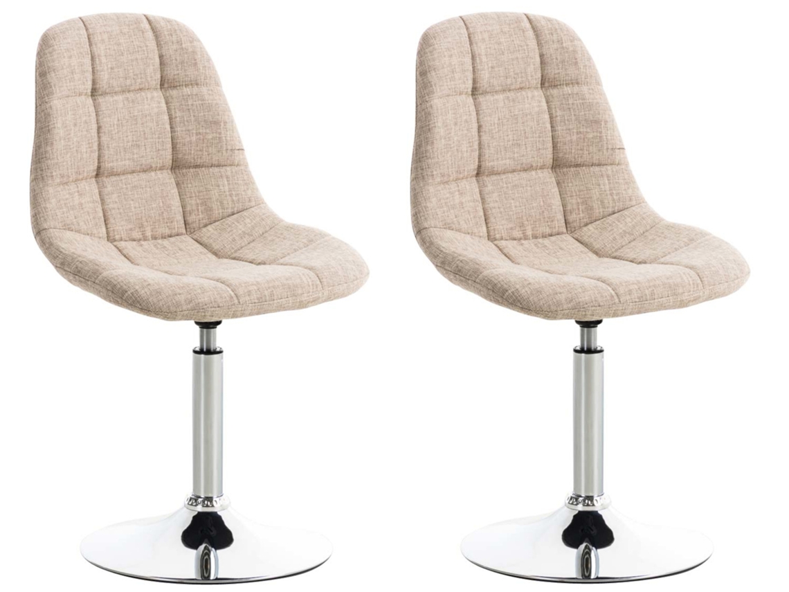 Conjunto de 2 cadeiras Emil em tecido creme CLP