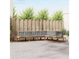 Vidaxl Conjunto De Sofás Para Exterior 6 Unid. Cinza Natural E Claro
