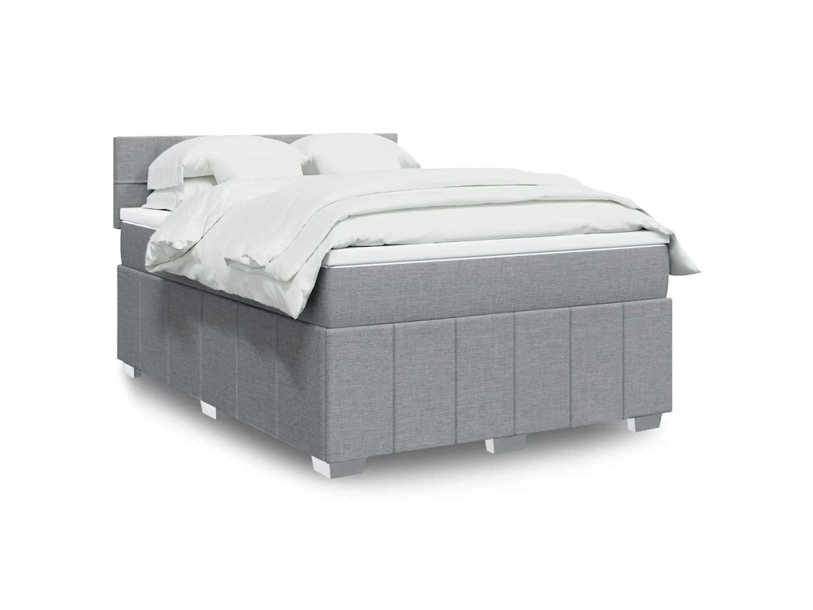 Vidaxl Cama Com Molas/colchão 160x200 Cm Tecido Cinzento-claro