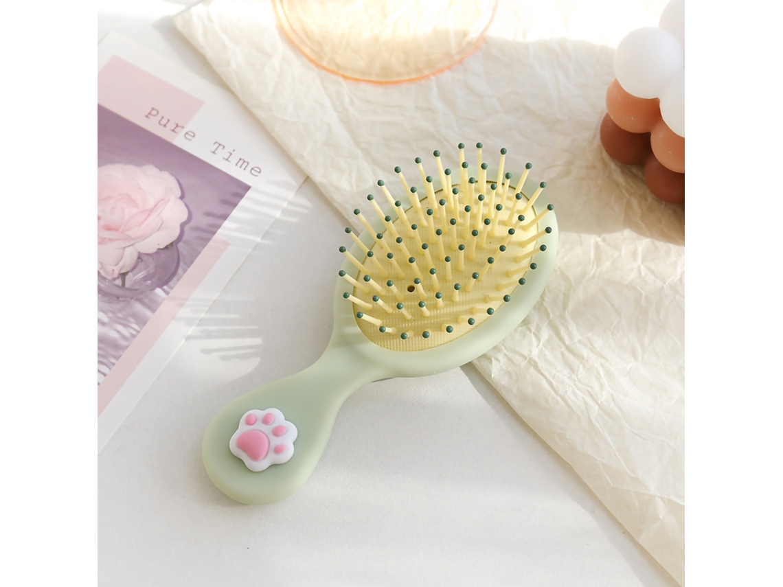 Pente Desembaraçador Profissional Mini Paddle Para Cabelo Longo Grosso Fino Cacheado Com Mango Confortável E Dentes Arredondados Verde Claw