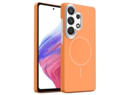 Capa Para Samsung Galaxy A53 5g Fina Circular Magsafe À Prova De Choque Dourada Em Policarbonato Laranja