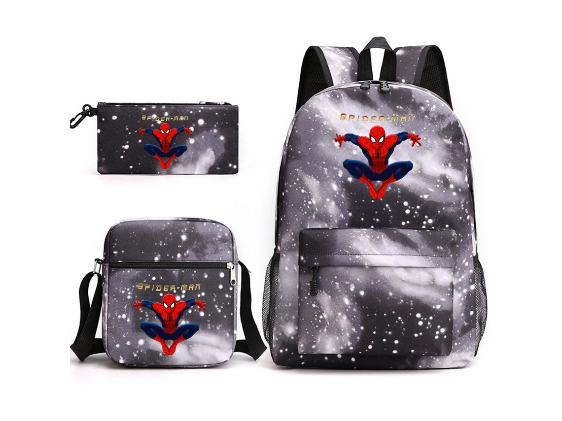 Mochila Estudante do Homem Aranha Conjunto de Três Peças, Ideal para Crianças, Educativo, Durável, Perfeito para Crianças, Educativo, Diver STELASPLEN