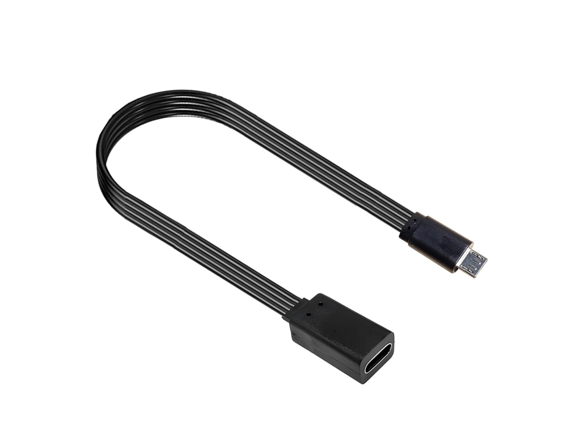Cabo Adaptador Plano Usb-c Fêmea Para Micro Usb Macho De 10w,