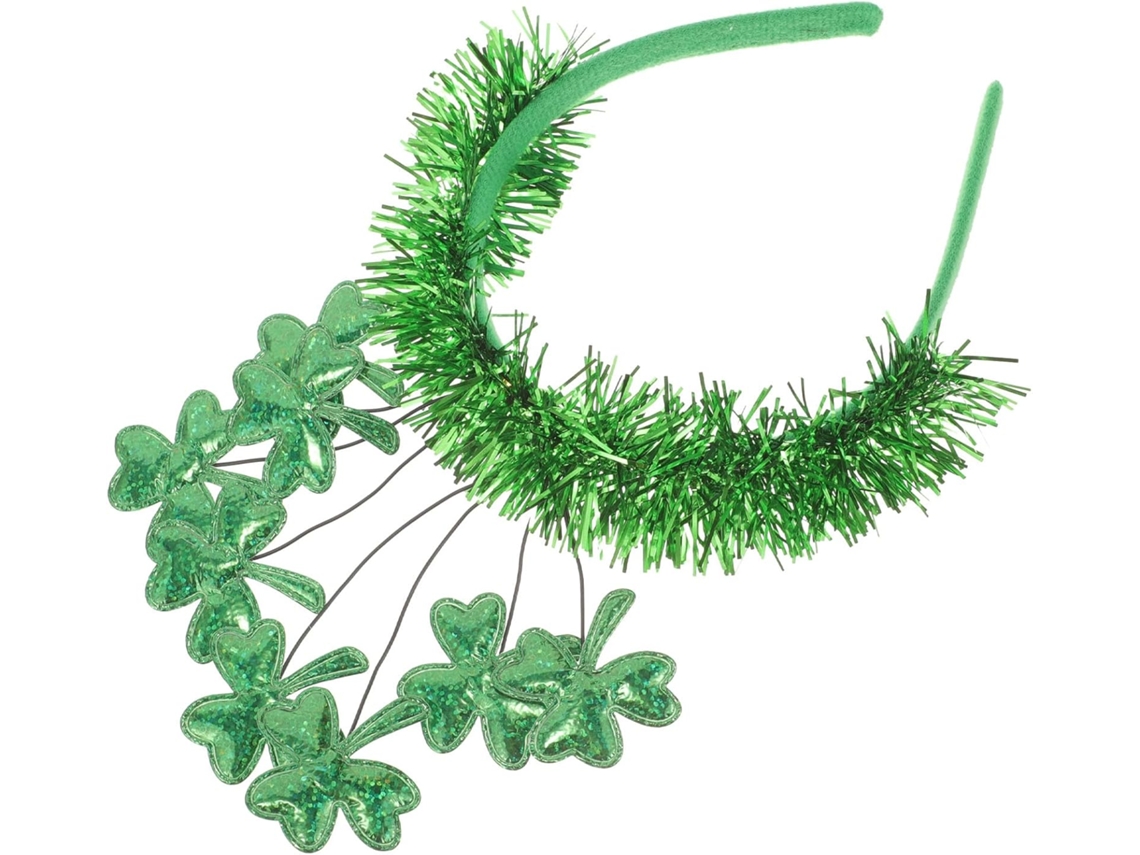Faixa de cabelo verde com o Trevo de São Patrício, acessório de trama leve e versátil.