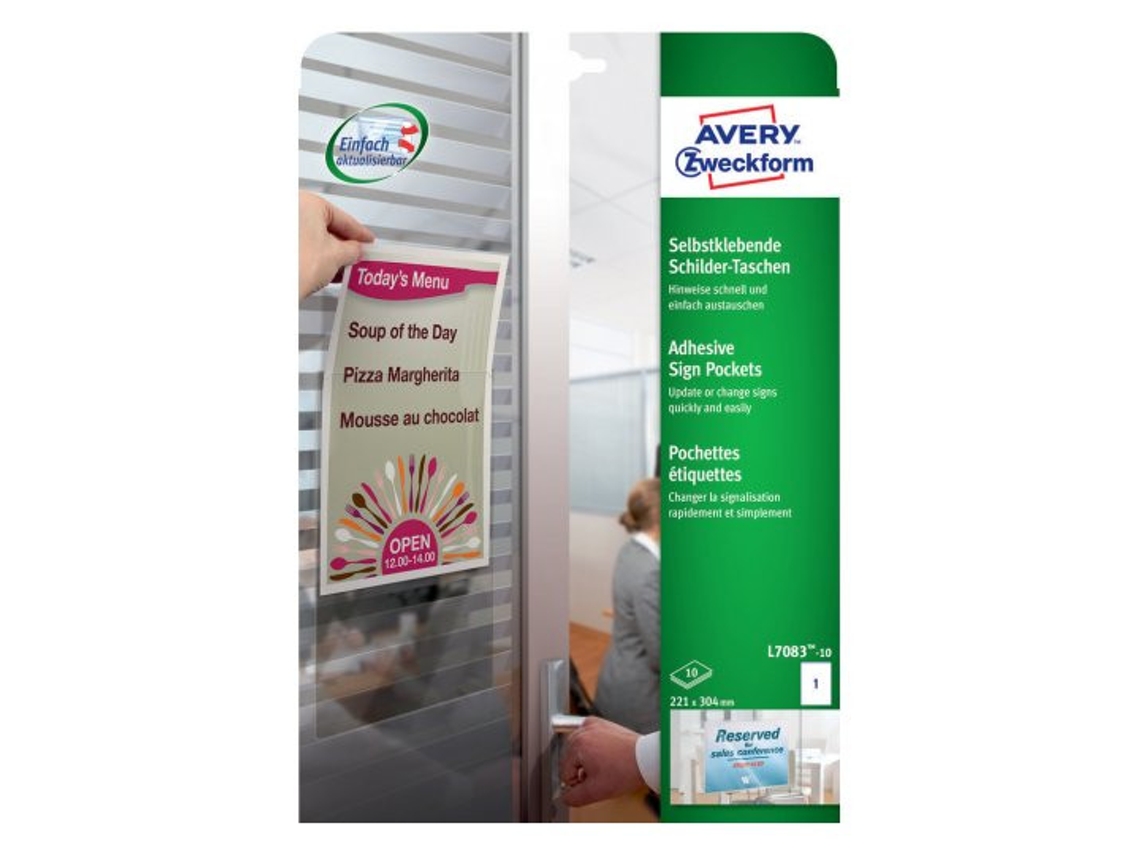 Etiqueta autoadesiva retangular permanente transparente AVERY L7083-10 10 peças