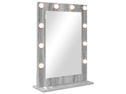 Espelho De Vaidade Com Luzes Led Cinza Sonoma Vidaxl Cinza Derivados De Madeira (70 X 50 X 18 Cm)
