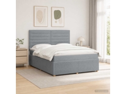 Vidaxl Cama Box Com Led E Colchão Cinzento-claro 140 X 190 Cm Tecido