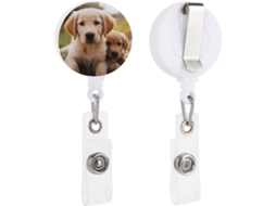 Porta Crachá Retrátil Com Pingente De Filhote De Golden Retriever, Resistente E Redondo, Com Clipe De Plástico Leve E