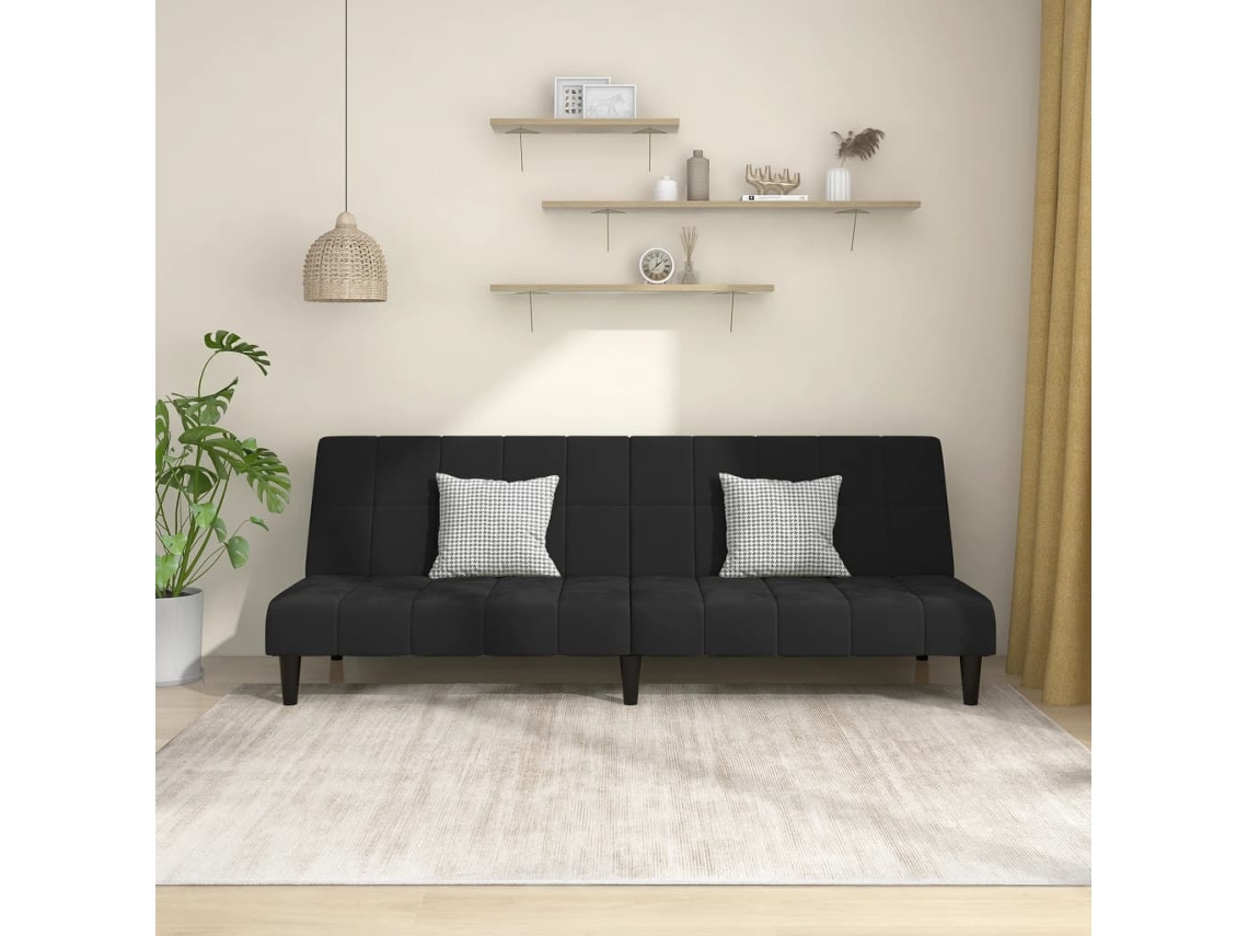 Vidaxl Sofá-cama De 2 Lugares Veludo Preto