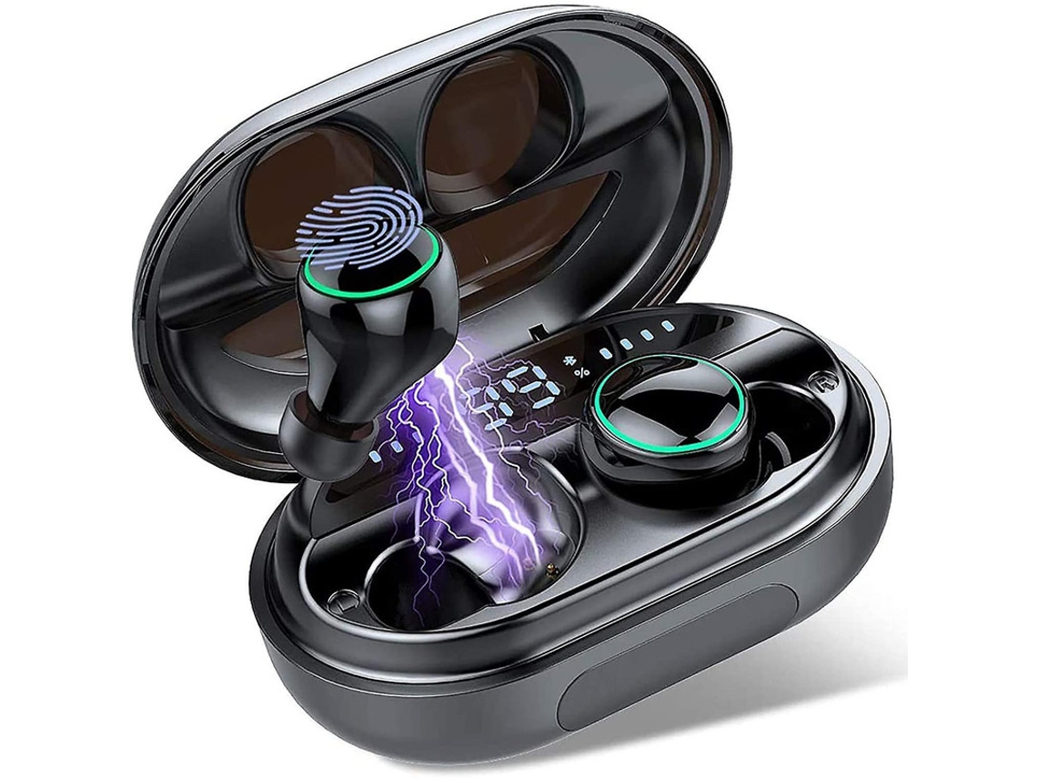 Fones Bluetooth 5.0 Tws 150h 6d Estéreo Cvc8.0 Ipx8 3500mah Led Controle Toque Esportes Preto