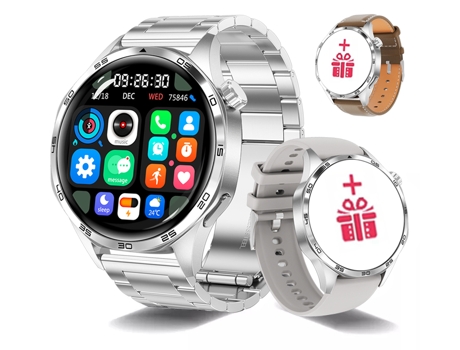 Smartwatch Timovo® Relógio Inteligente Masculino 4 Pro Versão Amoled Tela Hd Bluetooth Chamada Gps Nfc Prata